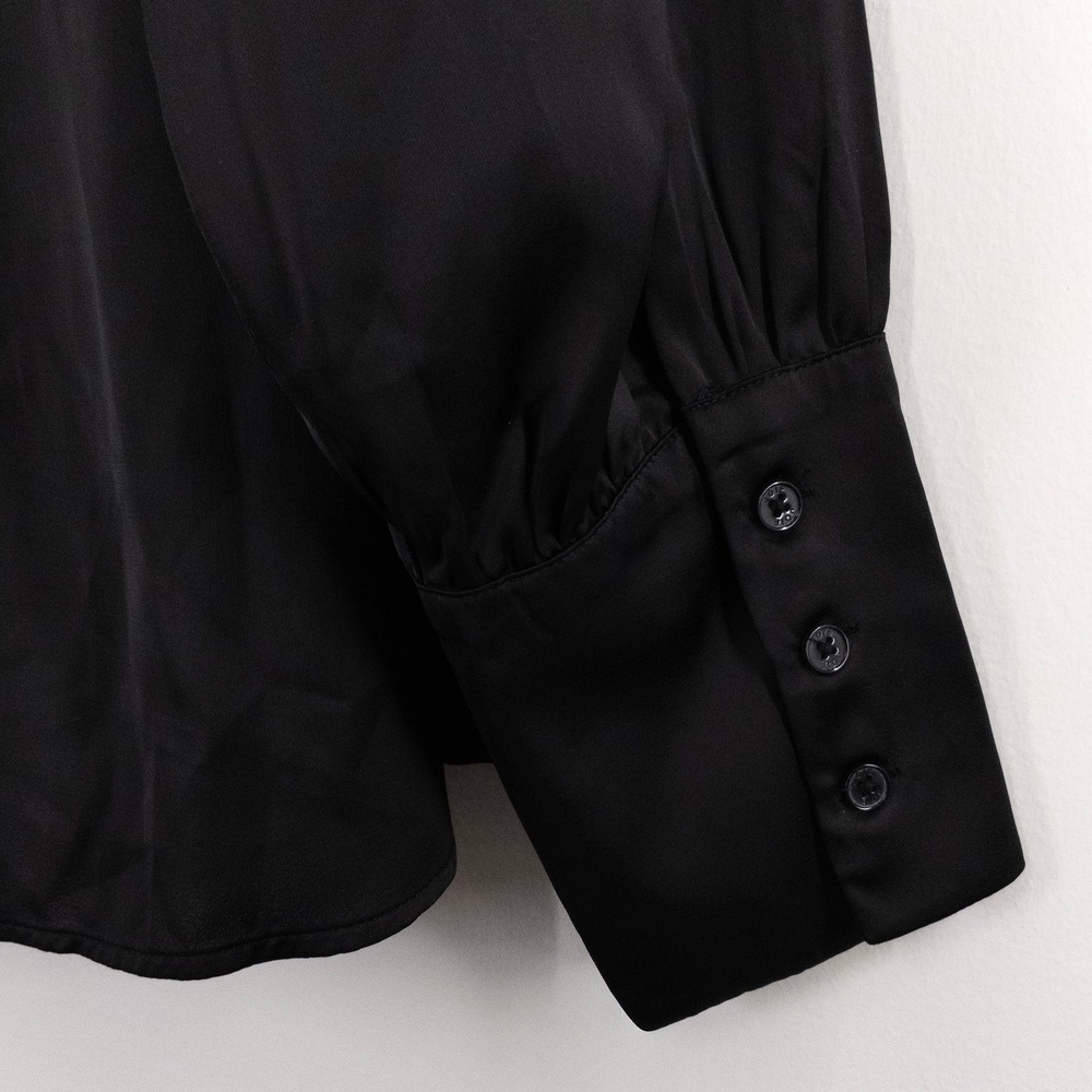 Joie Satin Blouse Women's XXL Black Button Front Long Sleeve NWT MSRP $98 - Picture 8 of 8